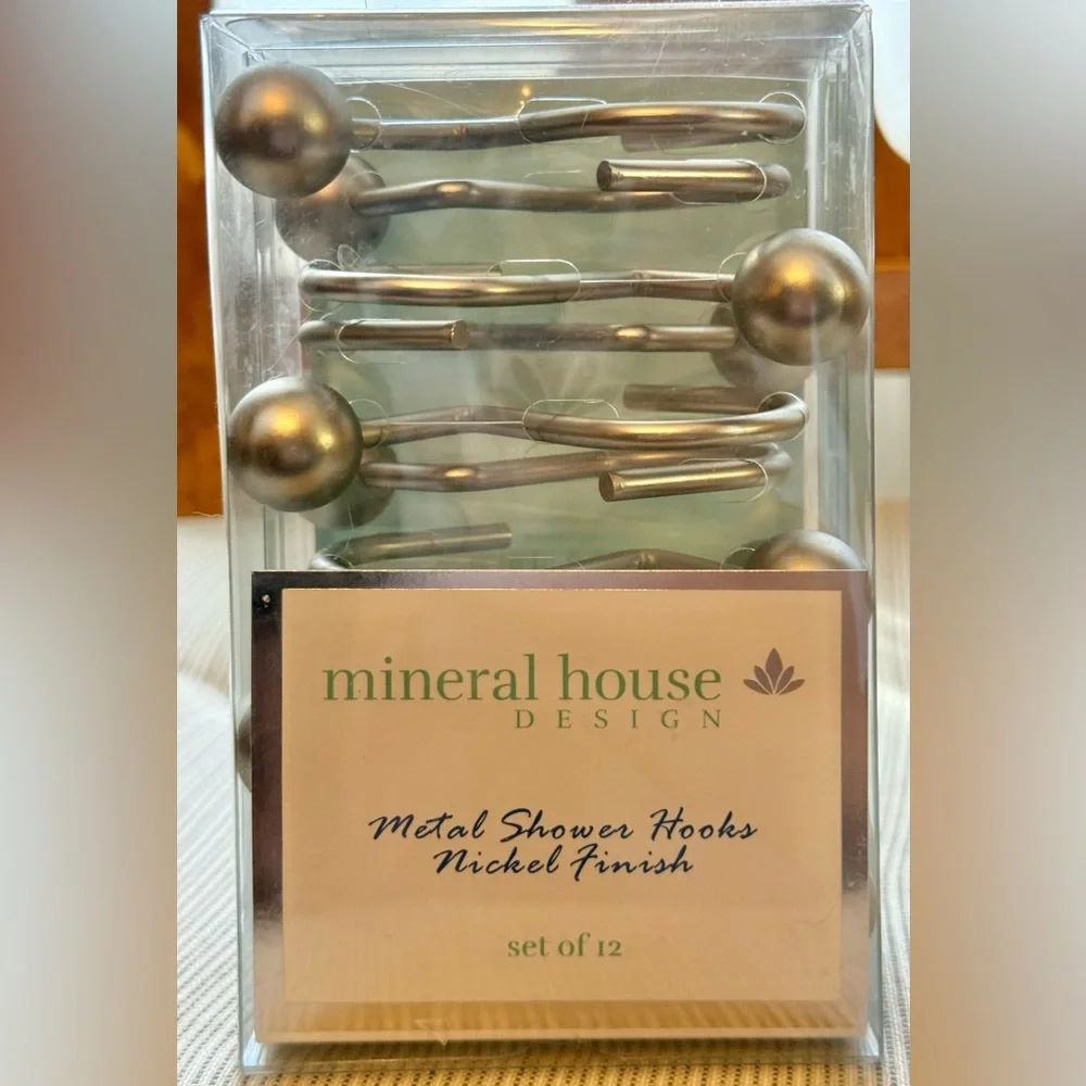 Mineral House Design 12 Metal Shower Hooks NEW in Box